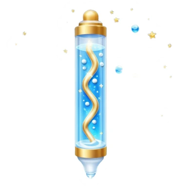 Slim blue Differin Gel tube with white cap and golden glow around the “GEL” label. Floating in a soft blue aura with tiny glowing stars and clear orbs spiraling upward. Emits a focused beam of clarity magic, like a blemish-banishing spell sealed in a sleek, futuristic wand. sticker