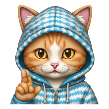 A cat with a hood on throwing gang signs sticker