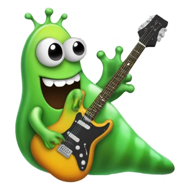 Happy slimy slug playing electric guitar sticker