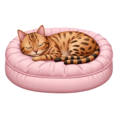 light bengal cat sleeping on a baby pink pet bed sticker