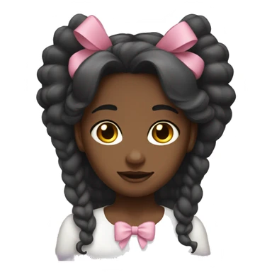 Can you make an angelic faced dark-skinned girl with long burnette hair and bows sticker