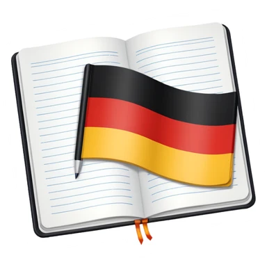 open notebook with German flag on the page sticker