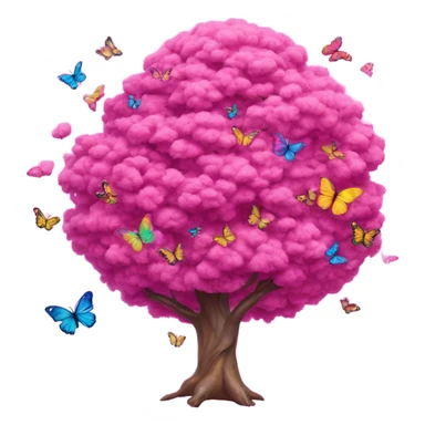 Pink Lisa frank tree covered with butterflies  sticker