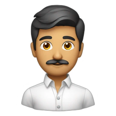 Young indian developer in plain white shirt with sleeve up and mustach profile image sticker