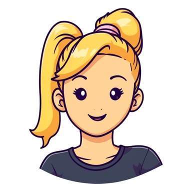 blonde girl with high pony tail hair, winking sticker