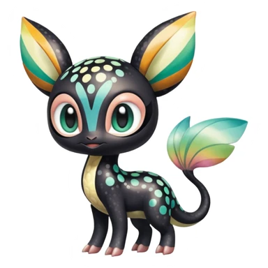 Colorful Exotic Striped Spotted Dotted dusted Glossy Shiny Meloetta-Vernid-Trico-Toothless-Kirby-Fakémon-creature-hybrid sticker