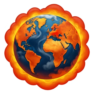 Earth on fire, unveiled by dark smoke cloud.  sticker