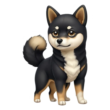 black Shiba Inu dog with pointed ears and curled tail sticker