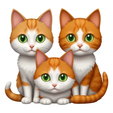 3 different coloured tiny short haired cats, including a dark grey and white cat with green eyes,and  a ginger and white with orange eyes and a brown tabby and white with hazel eyes sticker