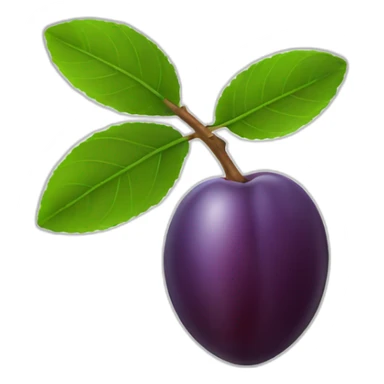 Plum fruit with leaf sticker