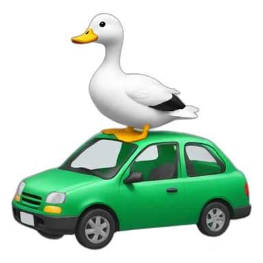 Un canard qui conduit une voiture verte sticker