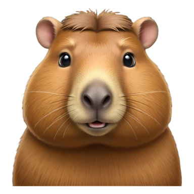 cinematic-noble-capybara-portrait-emoji,-poised-and-serene,-with-a-robust,-rounded-build-covered-in-soft,-earthy-fur-and-gentle,-wise-eyes,-simplified-yet-sharp-and-sophisticated-features,-highly-detailed,-glowing-with-a-warm,-natural-glow -simplified-yet-realistic head tilted confidently staring at the camera in a comical way sticker