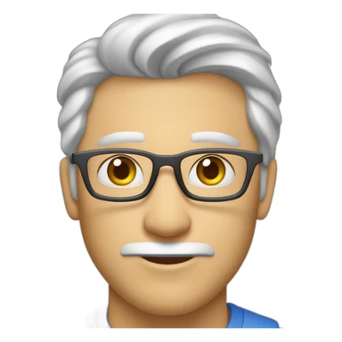 Gere um emoji de um jovem homem branco, loiro, com cabelos curtos e olhos azuis, segurando um iphone e com um quadro branco ao fundo. sticker