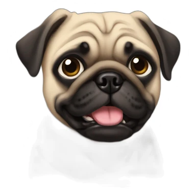 pug wearing a black t-shirt sticker