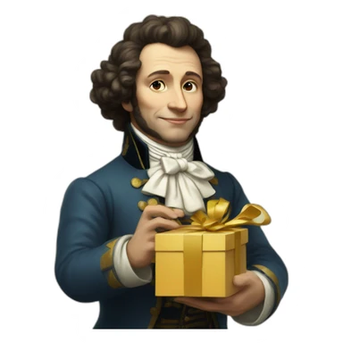 pushkin holds a gift box in his hands sticker