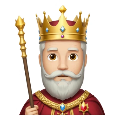 Bearded King, Wise king with short white beard, royal staff in hand, wearing crown
 sticker