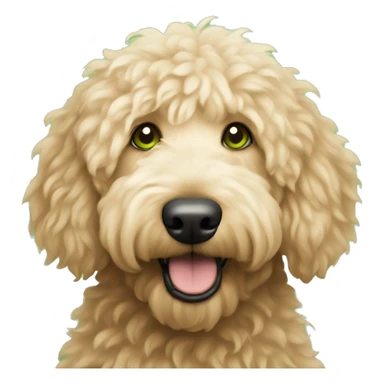 Golden doodle with light fur and green eyes sticker