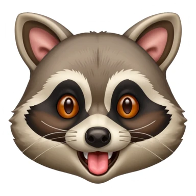 a raccoon with its tongue out with not red eyes  sticker