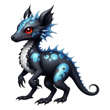 a dark gothic gloomy edgy vernid-fionbri-creature with splash patterns full body sticker