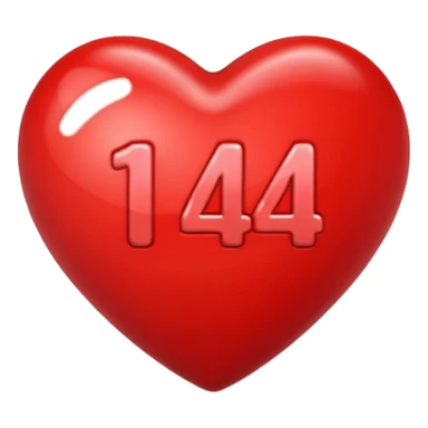 the number "14" in a red heart sticker