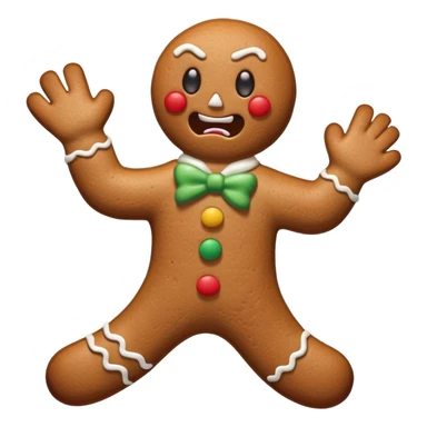 evil gingerbread man with angry expression and broken limbs sticker
