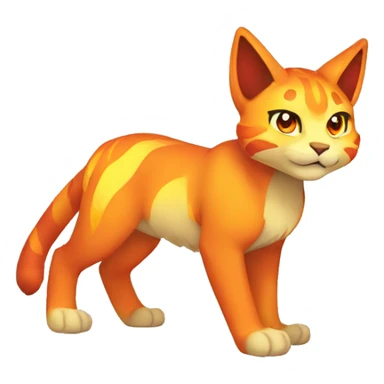 Red orange yellow Fire-type-lynx-Pokémon Full Body sticker
