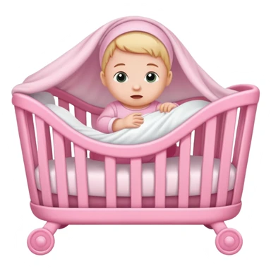 A newborn in a pink crib sticker