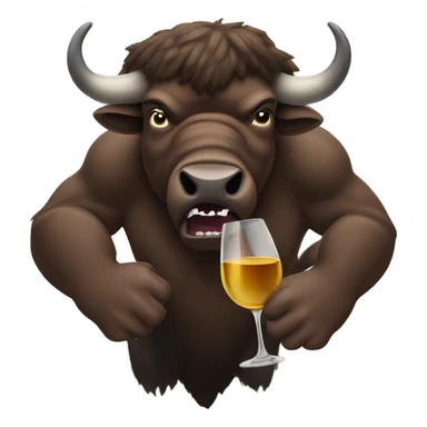 Angry bison hold wine sticker