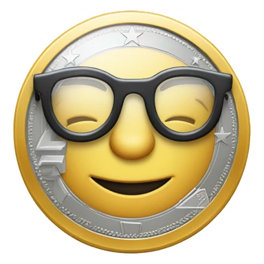 1 euro money coin with face glasses sticker