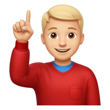 emoji of a happy cartoon person pointing downward toward the ground with both hands, standing upright, smiling warmly, both index fingers extended and pointing down clearly, simple light background, expressive and playful Apple emoji design showing the meaning “here / down here sticker