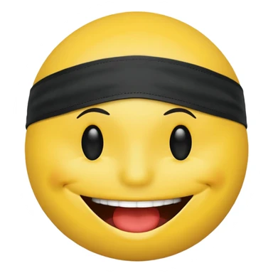 A smiley face wearing a gag and blindfolded sticker