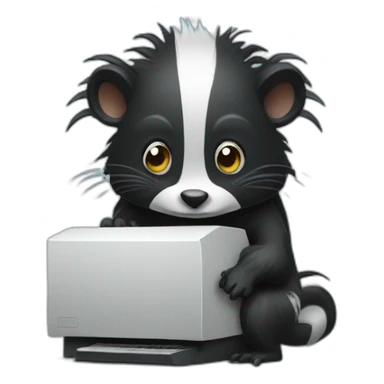 smelly skunk with a computer sticker