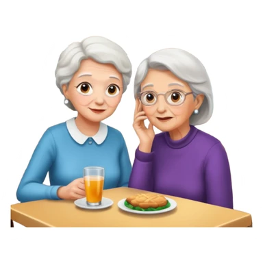 conversación dentro de un restaurant  dos personas y una de las persoans sea una abuela y el otro un adulto de 27 años mujer abuela y hombre joven sticker