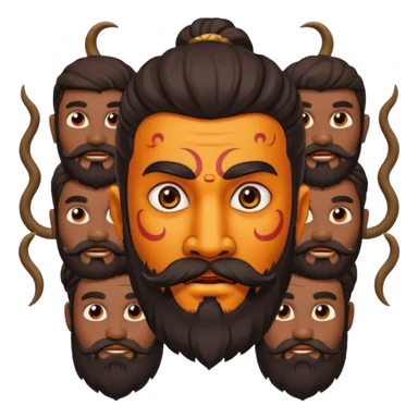 Ravanasura with beard and mustach young beautiful and terror with ten heads sticker