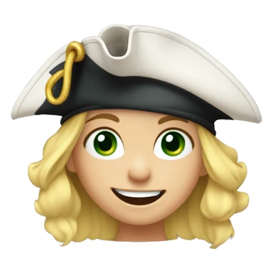 Female kid pirate, green eyed, blonde hair, dressed with pirate clothes, pixar style, 4k, smiling, parrot with eye patch on shoulder,  sticker