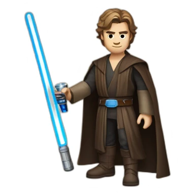 Anakin Skywalker with a blue lightsaber in his right hand and a scotch whiskey glass in his left hand sticker