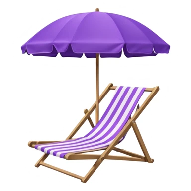 beach chair with striped purple umbrella sticker