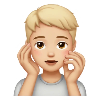 Person blushing putting their hand on their face sticker