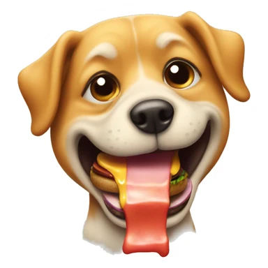 dog eating burger  sticker