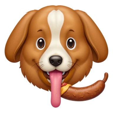 dog eating sausage sticker