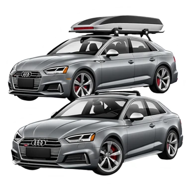 Gray 2018 Audi S5 with a rooftop car carrier sticker