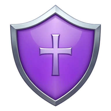 purple shield emoji with the word GLO in the middle, clear bold text, simple design sticker