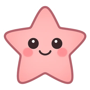a new cute pink emoji, star-shaped, big eyes, smiling, blushing cheeks sticker