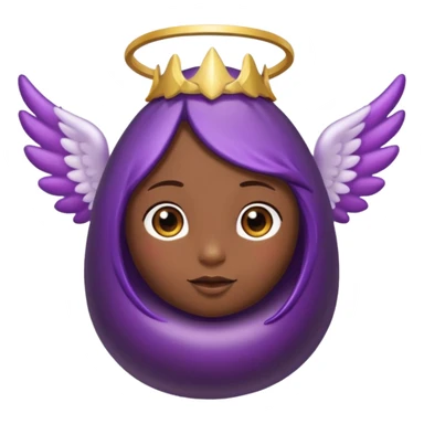 Realistic eggplant from the side wearing an angel halo sticker