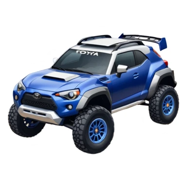 Rally race car Widened roof Long wheelbase widened pearly midnight satin dark blue  2025 Toyota Gr 86 off-road racer chrome nerf bars,side steps mounted under-door-sill climbing rock sliders, and silver satin wheels  sticker