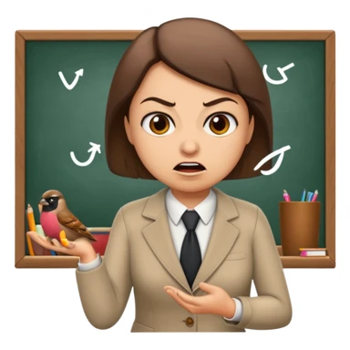 Angry teacher will scold Sparrow in the Busi School sticker