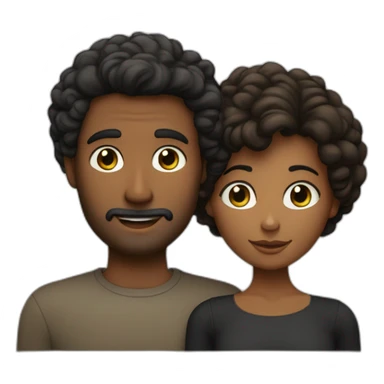 Couple avec l'homme aux cheveux bruns bouclés et aux yeux verts et la fille bronzée au cheveux noir et auf yeux noir sticker