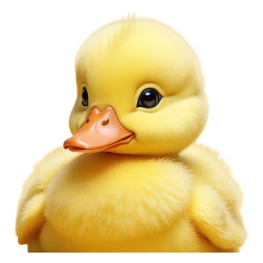 Cinematic Cute Yellow Baby Duck Portrait Emoji, Head tilted playfully and inquisitively, featuring a fluffy, vibrant yellow downy coat with a tiny delicate beak, round, sparkling eyes filled with curiosity, Simplified yet irresistibly adorable features, highly detailed, glowing with a warm, friendly glow, high shine, affectionate and spirited, stylized with a touch of playful whimsy, bright and endearing, soft glowing outline, capturing the essence of a mischievous yet loving duckling, so playful it feels like it could peep out of the screen and into your arms! sticker