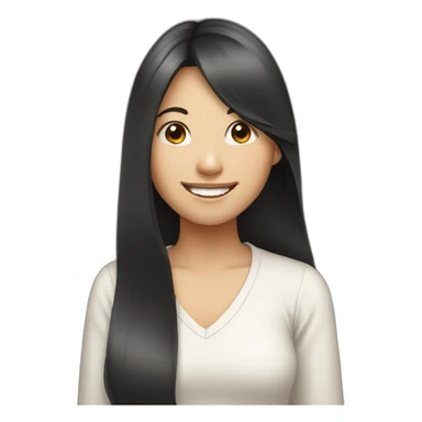 asian girl with long hair smiling sticker