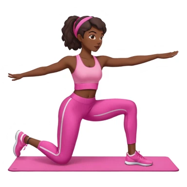 dark-skinned woman doing Pilates in pink sportswear sticker